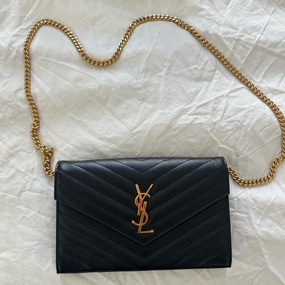 YSL Monogram Large Wallet on Chain in Grained Leather - Picture 1 of 7